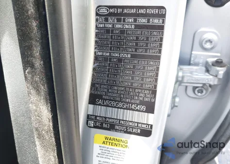 2016 Land Rover Range Rover Evoque Hse from USA, damaged, VIN SALVR2BG8GH145499